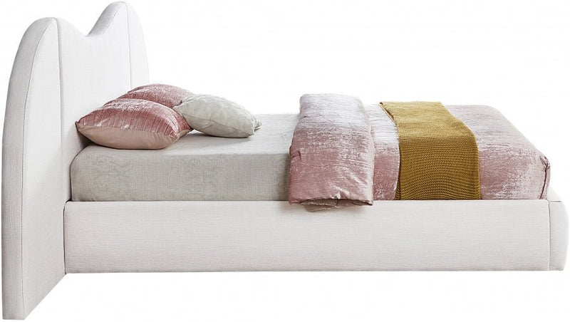 Everest Linen Textured Fabric King Bed (3 Boxes) White - Gate FurnitureKing Bed