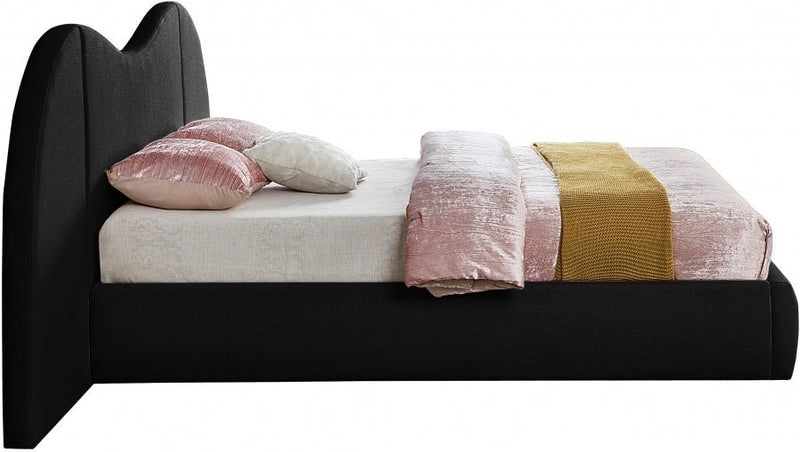 Everest Linen Textured Fabric Queen Bed (3 Boxes) Black - Gate FurnitureQueen Bed