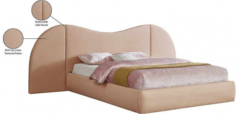 Everest Linen Textured Fabric Queen Bed (3 Boxes) Natural - Gate FurnitureQueen Bed