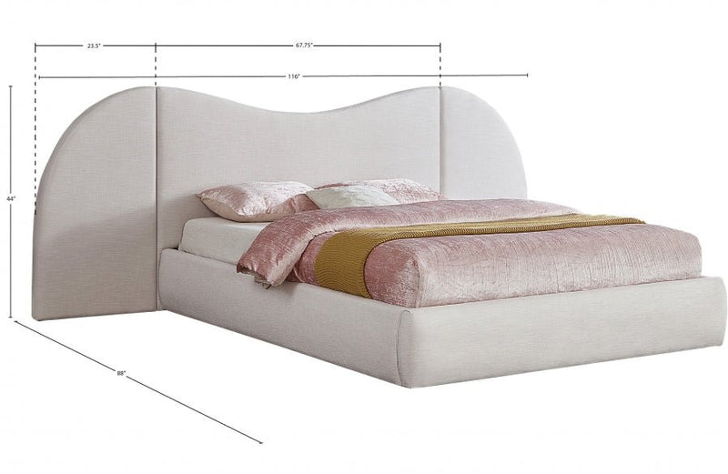 Everest Linen Textured Fabric Queen Bed (3 Boxes) White - Gate FurnitureQueen Bed