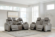 [EXCLUSIVE] The Man - Den Gray Power Reclining Living Room Set - Gate FurnitureLiving Room Set