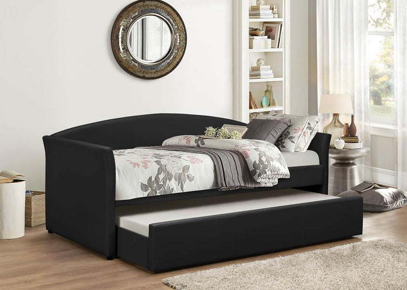 Fabian Black Pu Daybed W/ Trundle - Gate FurnitureDaybed