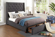 Fairborn Gray Tufted Full Platform Bed with Storage Footboard - 5877FGY-1DW - Gate Furniture
