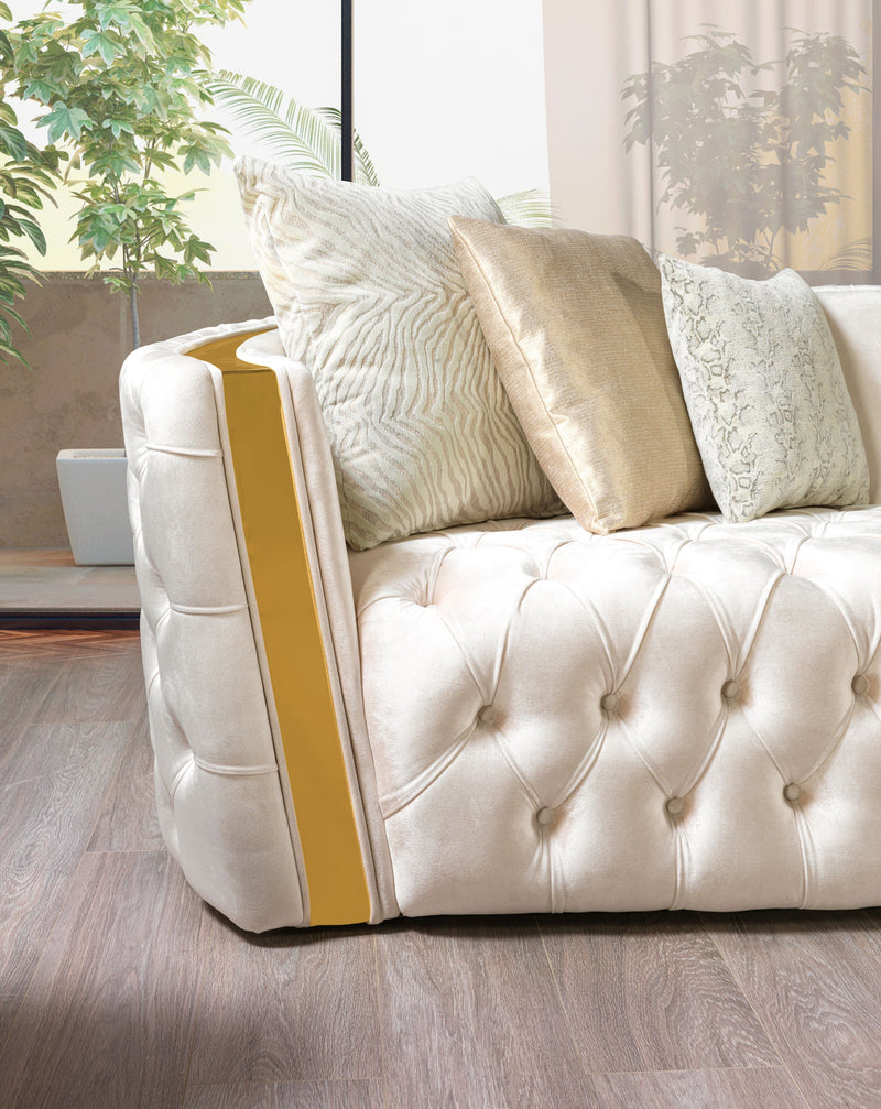 Fanci Ivory Velvet Sofa & Loveseat - FANCIIVORY-SL