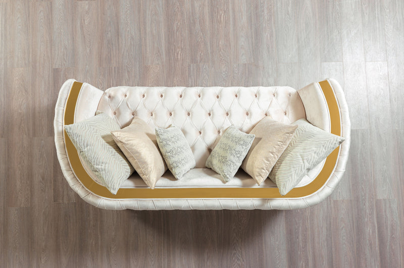 Fanci Ivory Velvet Sofa & Loveseat - FANCIIVORY-SL