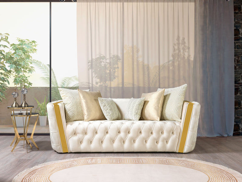 Fanci Ivory Velvet Sofa & Loveseat - FANCIIVORY-SL