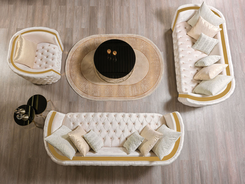 Fanci Ivory Velvet Sofa & Loveseat - FANCIIVORY-SL