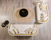Fanci Ivory Velvet Sofa & Loveseat - FANCIIVORY-SL