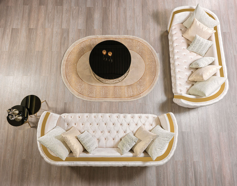 Fanci Ivory Velvet Sofa & Loveseat - FANCIIVORY-SL