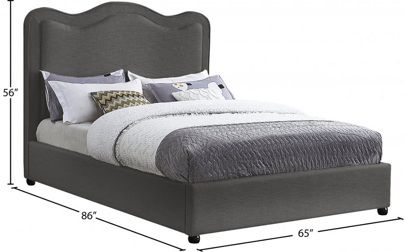 Felix Linen Textured Fabric King Bed Grey - Gate FurnitureKing Bed