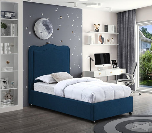 Felix Linen Textured Fabric Twin Bed Blue - Gate FurnitureTwin Bed