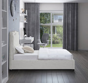 Felix Linen Textured Fabric Twin Bed Cream - Gate FurnitureTwin Bed