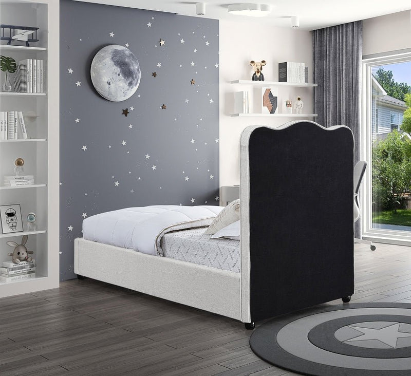 Felix Linen Textured Fabric Twin Bed Cream - Gate FurnitureTwin Bed