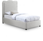 Felix Linen Textured Fabric Twin Bed Cream - Gate FurnitureTwin Bed
