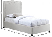 Felix Linen Textured Fabric Twin Bed Cream - Gate FurnitureTwin Bed
