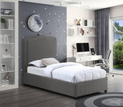 Felix Linen Textured Fabric Twin Bed Grey - Gate FurnitureTwin Bed