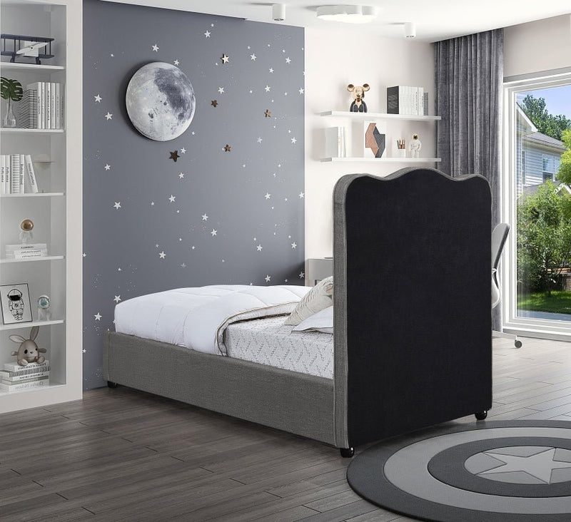 Felix Linen Textured Fabric Twin Bed Grey - Gate FurnitureTwin Bed