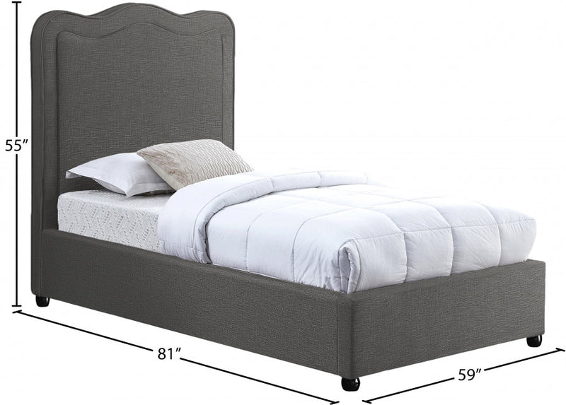Felix Linen Textured Fabric Twin Bed Grey - Gate FurnitureTwin Bed