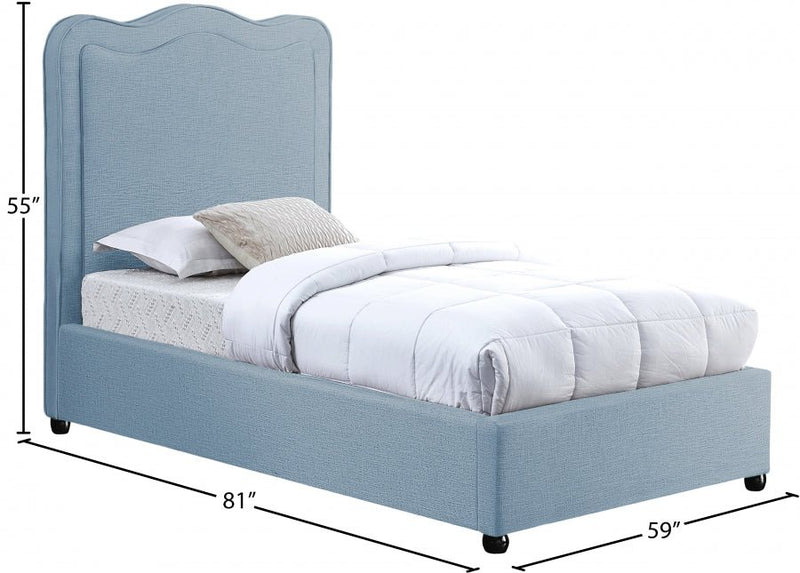 Felix Linen Textured Fabric Twin Bed Light Blue - Gate FurnitureTwin Bed