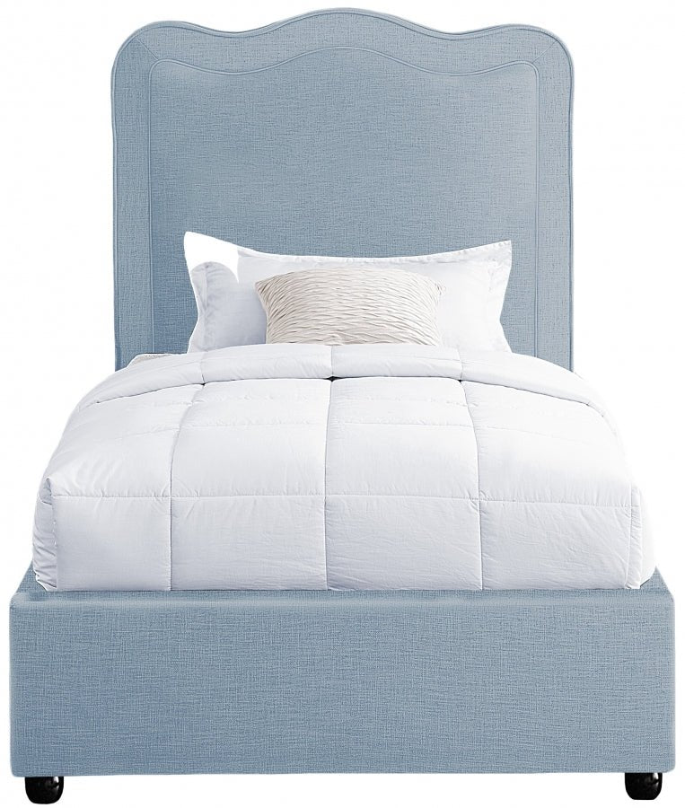 Felix Linen Textured Fabric Twin Bed Light Blue - Gate FurnitureTwin Bed