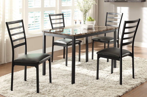 Flannery Black/Brown Faux Marble - Top Dining Set - Gate FurnitureDining Room Set