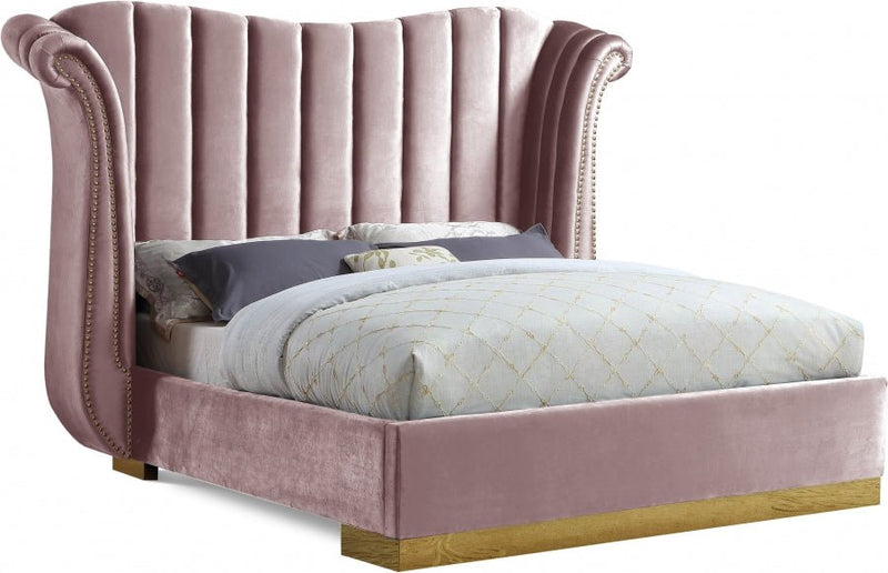 Flora Velvet King Bed (3 Boxes) Pink - Gate FurnitureKing Bed