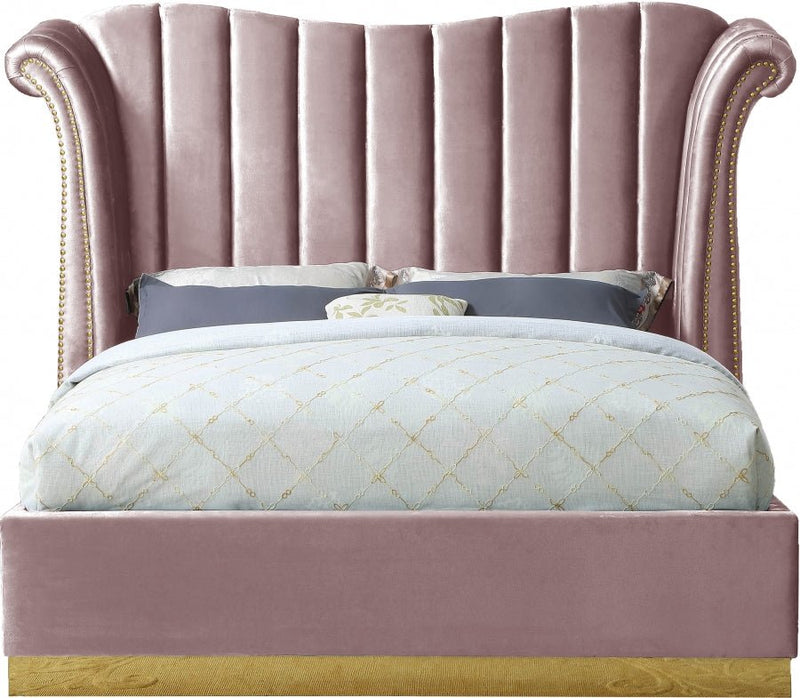 Flora Velvet King Bed (3 Boxes) Pink - Gate FurnitureKing Bed