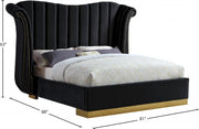 Flora Velvet Queen Bed (3 Boxes) Black - Gate FurnitureQueen Bed