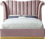 Flora Velvet Queen Bed (3 Boxes) Pink - Gate FurnitureQueen Bed