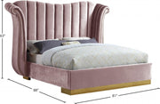 Flora Velvet Queen Bed (3 Boxes) Pink - Gate FurnitureQueen Bed