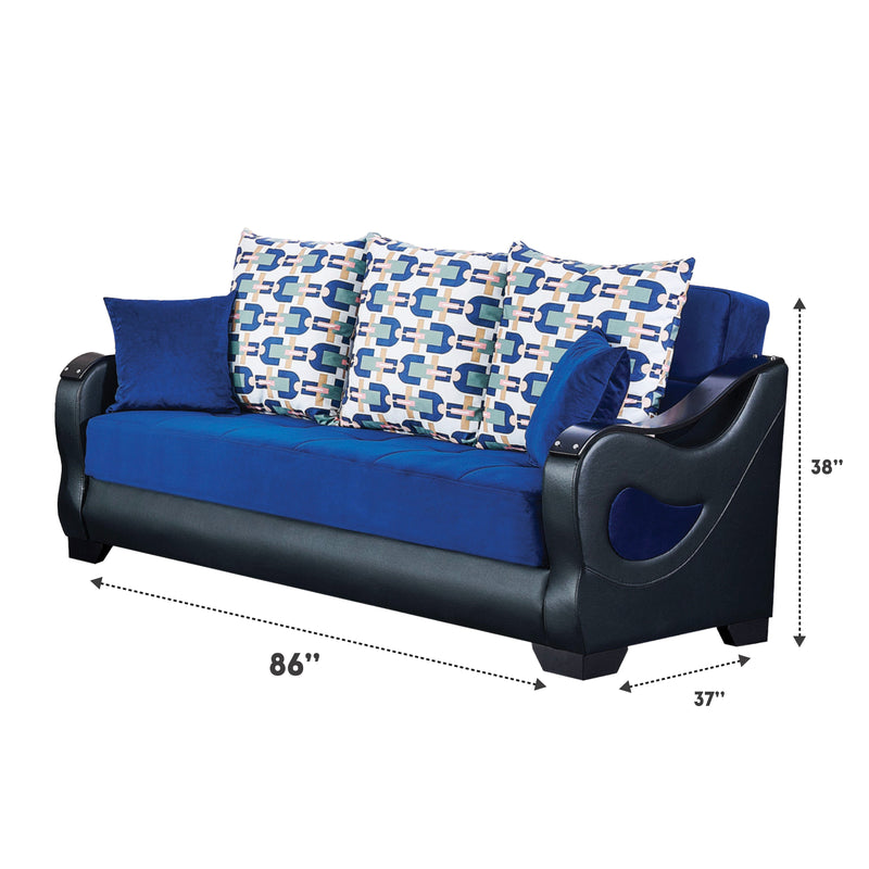 Florida 86 in. Convertible Sleeper Sofa in Navy Blue with Storage - Gate FurnitureSleeper Sofa
