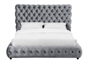 Flory Gray Queen Upholstered Platform Bed - Gate FurnitureQueen Bed