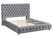Flory Gray Queen Upholstered Platform Bed - Gate FurnitureQueen Bed