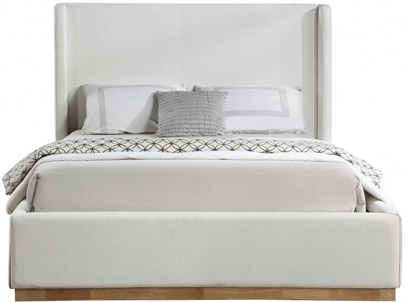 Flynn Linen Textured Fabric Full Bed Cream - FlynnCream-F