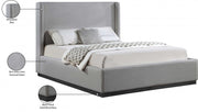 Flynn Linen Textured Fabric King Bed Grey - Gate FurnitureKing Bed