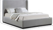 Flynn Linen Textured Fabric King Bed Grey - Gate FurnitureKing Bed