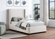 Flynn Linen Textured Fabric Twin Bed Beige - Gate FurnitureTwin Bed