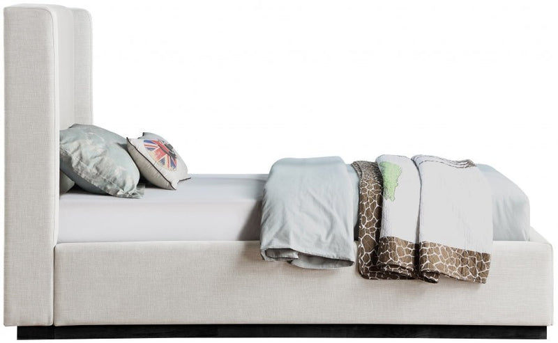 Flynn Linen Textured Fabric Twin Bed Beige - Gate FurnitureTwin Bed