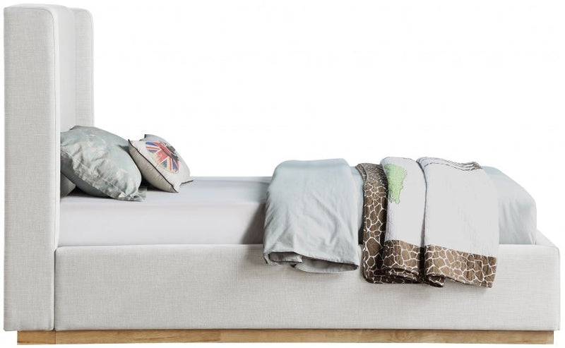 Flynn Linen Textured Fabric Twin Bed Cream - Gate FurnitureTwin Bed