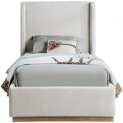Flynn Linen Textured Fabric Twin Bed Cream - Gate FurnitureTwin Bed