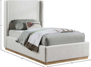 Flynn Linen Textured Fabric Twin Bed Cream - Gate FurnitureTwin Bed
