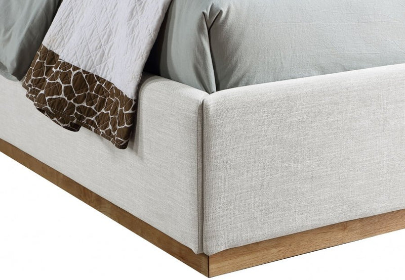 Flynn Linen Textured Fabric Twin Bed Cream - Gate FurnitureTwin Bed