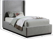Flynn Linen Textured Fabric Twin Bed Grey - Gate FurnitureTwin Bed