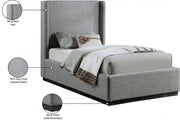 Flynn Linen Textured Fabric Twin Bed Grey - Gate FurnitureTwin Bed