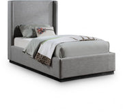 Flynn Linen Textured Fabric Twin Bed Grey - Gate FurnitureTwin Bed
