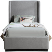 Flynn Linen Textured Fabric Twin Bed Grey - Gate FurnitureTwin Bed