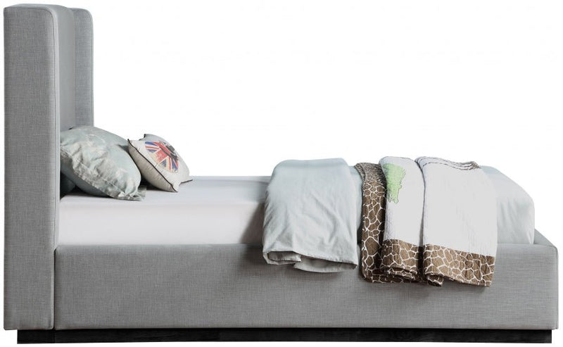 Flynn Linen Textured Fabric Twin Bed Grey - Gate FurnitureTwin Bed