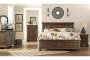 Flynnter Medium Brown Queen Panel Bed with 2 Storage Drawers - Gate FurnitureQueen Bed