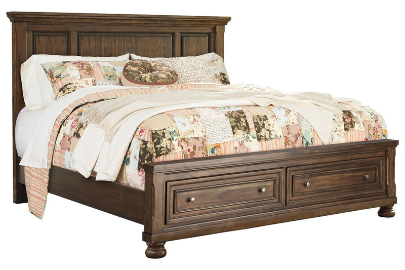 Flynnter Medium Brown Queen Panel Bed with 2 Storage Drawers - Gate FurnitureQueen Bed