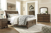 Flynnter Medium Brown Storage Platform Sleigh Bedroom Set - Gate FurnitureBedroom Set